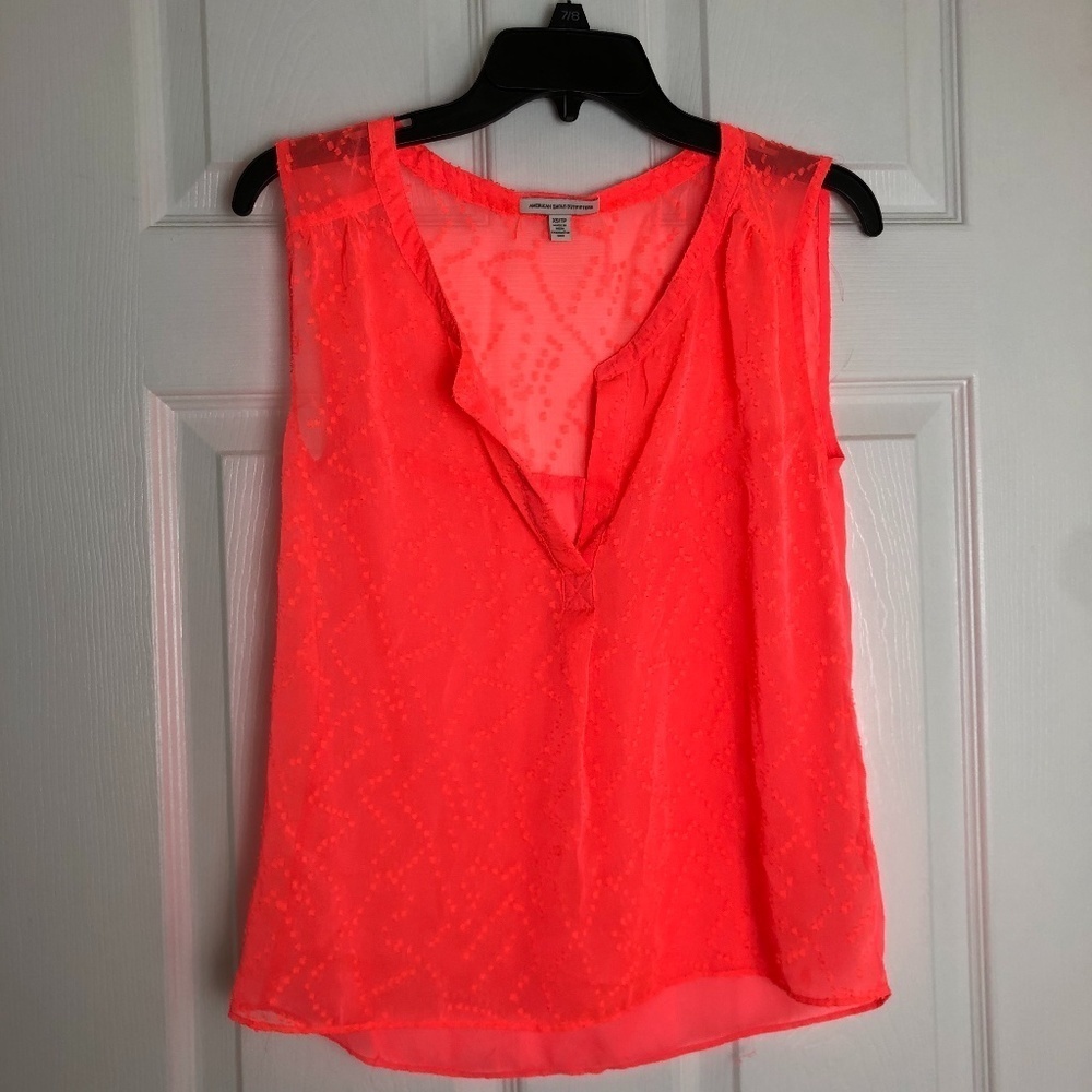 American Eagle Outfitters Coral Sheer Tank Women Size XS